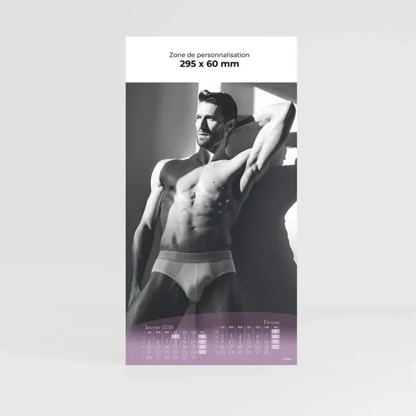 calendrier personnalisable nu hommes sur fond gris