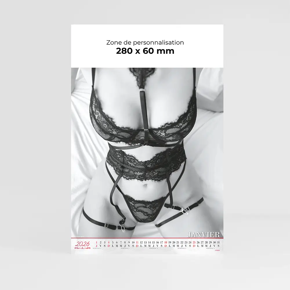 calendrier personnalisable nu lingerie sur fond gris