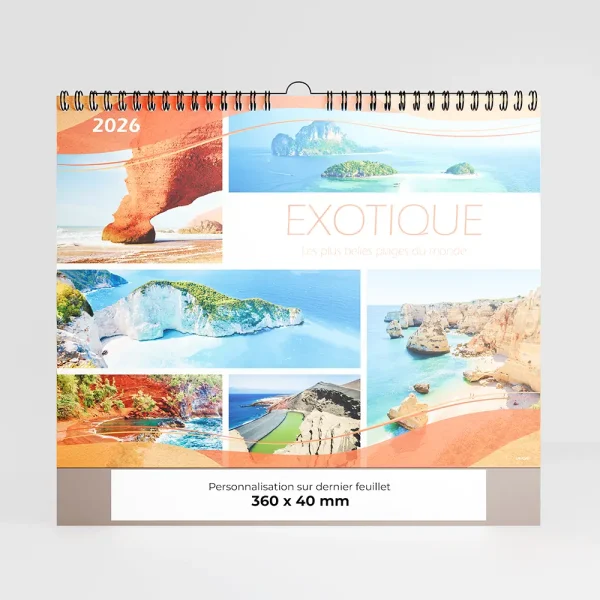 calendrier personnalisable exotique sur fond gris