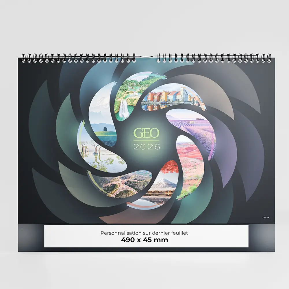 calendrier personnalisable geo sur fond gris