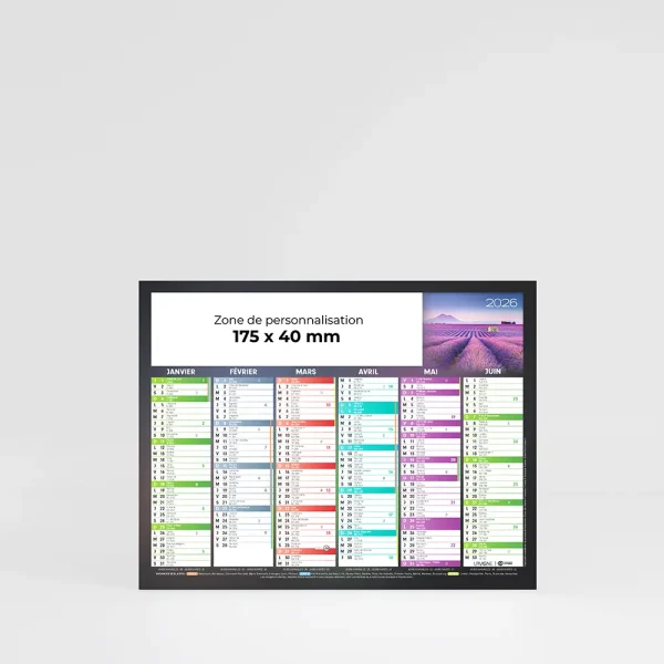 mini calendrier cartonné panorama sur fond gris