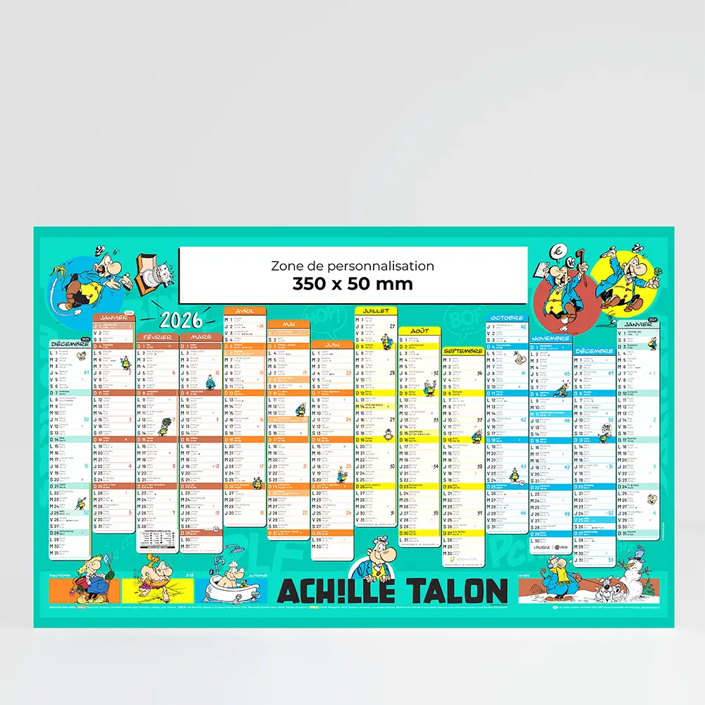 calendrier cartonné maxi format achille talon sur fond gris