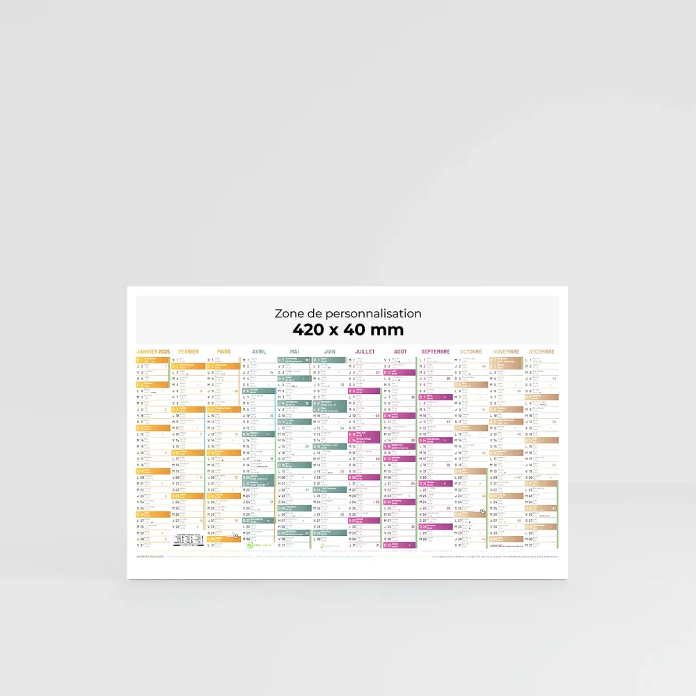 calendrier bancaire demi-panoramique kaleidoscope carte sur fond gris