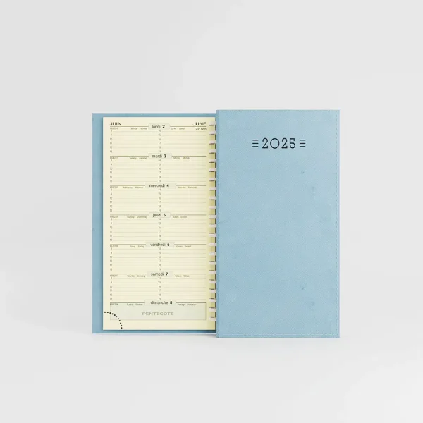 agenda de poche spirale lucca bleu sur fond gris