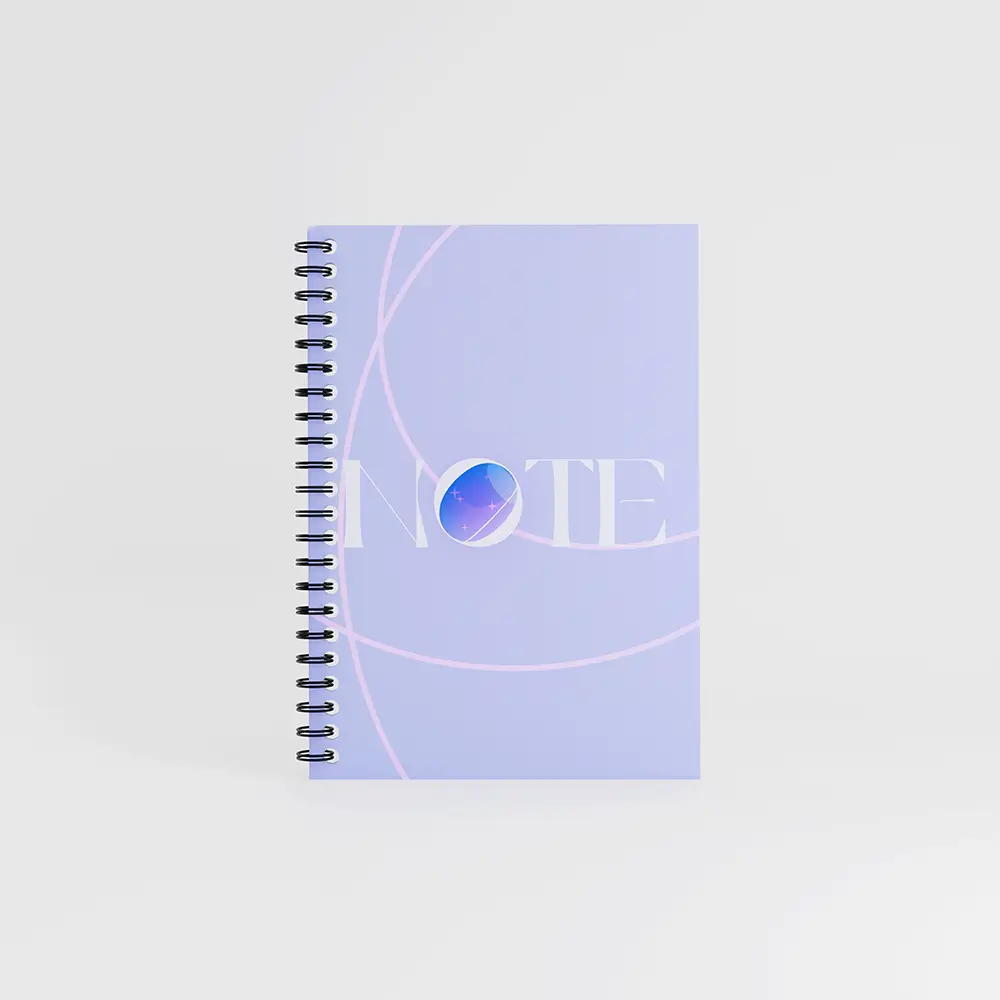 notebook format a5 sur fond gris