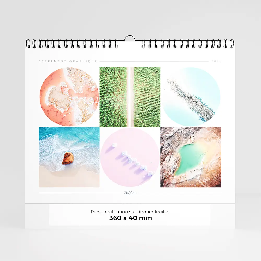 calendrier personnalisable carrement graphique sur fond gris