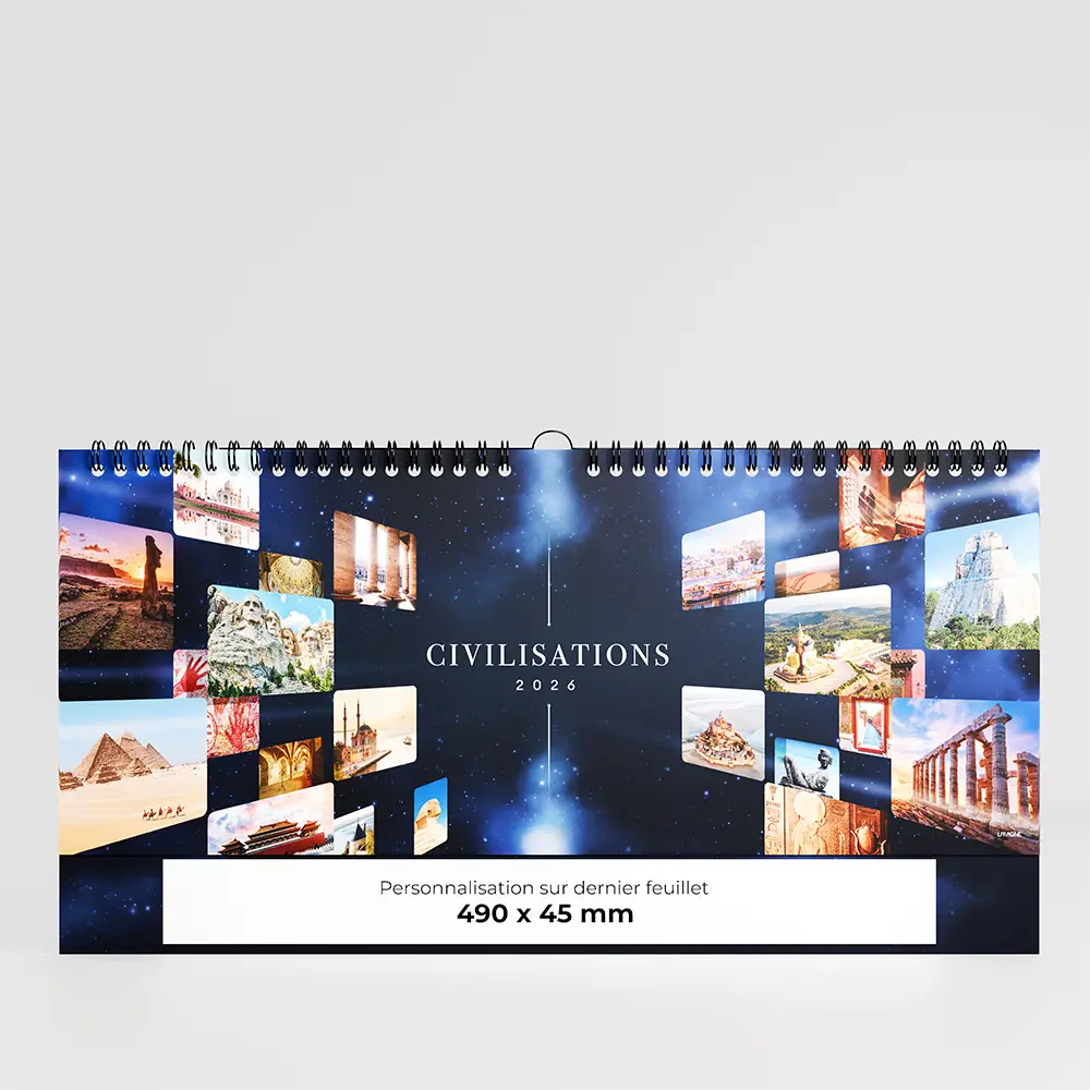 calendrier personnalisable civilisations sur fond gris