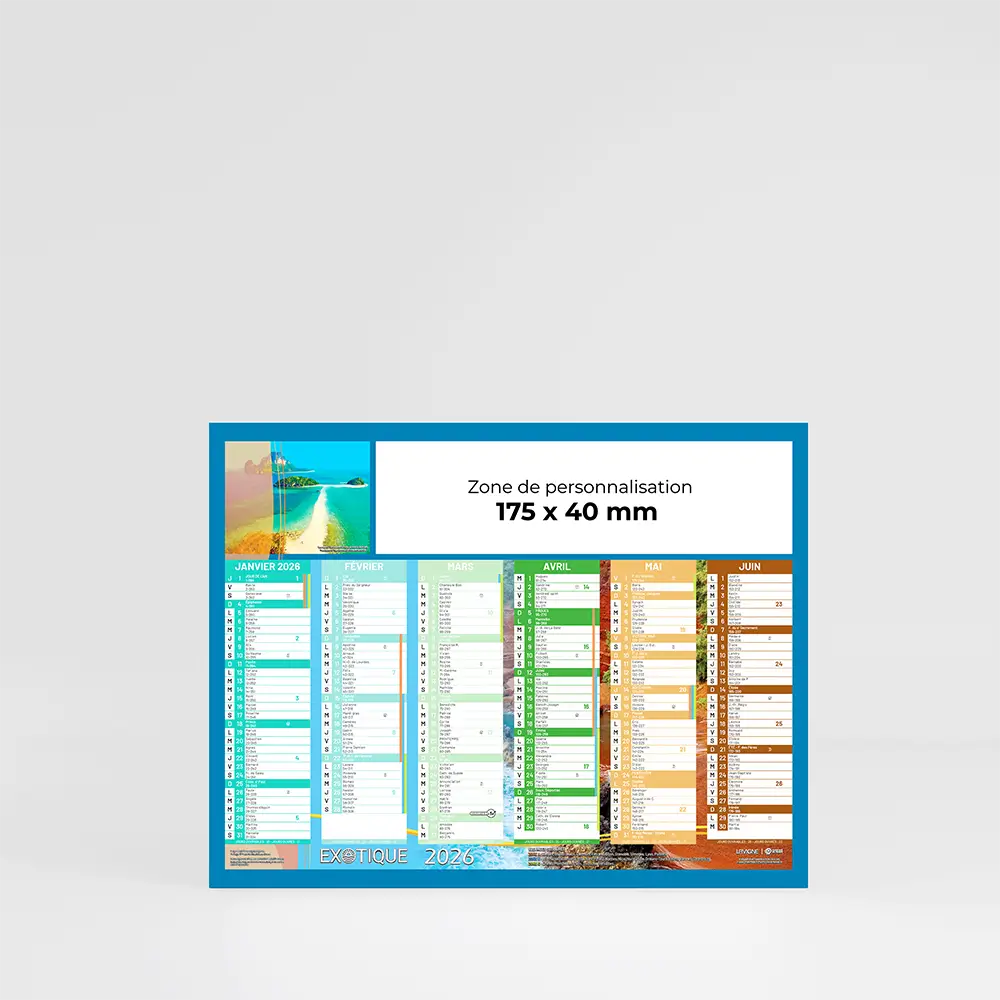 Mini calendrier cartonné Exotique