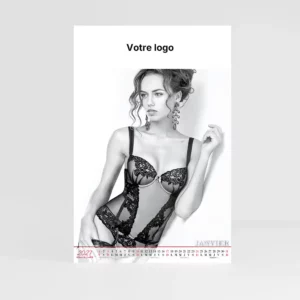 visuel couverture calendrier photo nu lingerie sur fond gris