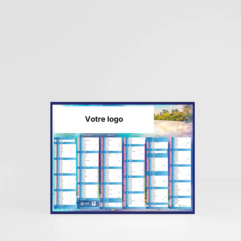 Mini calendrier cartonné Exotique