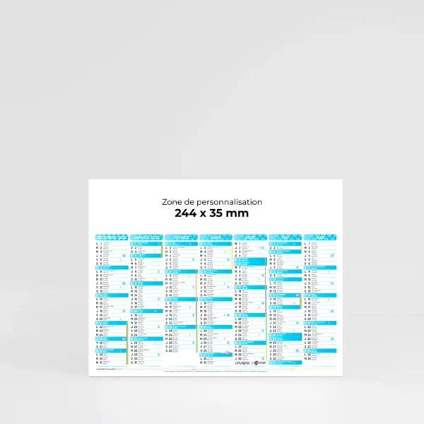 Mini calendrier cartonné Couleurs - Cyan – Image 1