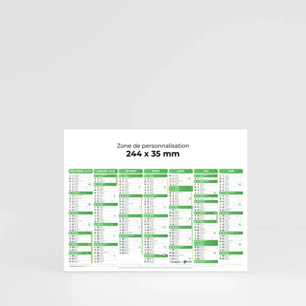 Mini calendrier cartonné Couleurs - Vert – Image 1