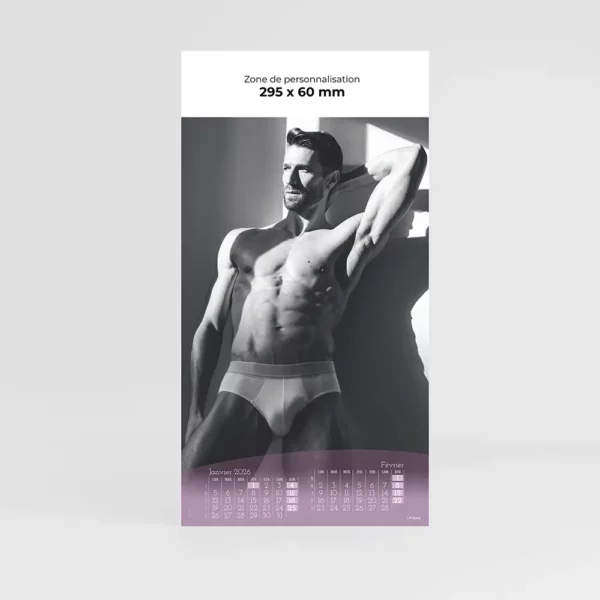 visuel du calendrier photo nu homme sur fond gris