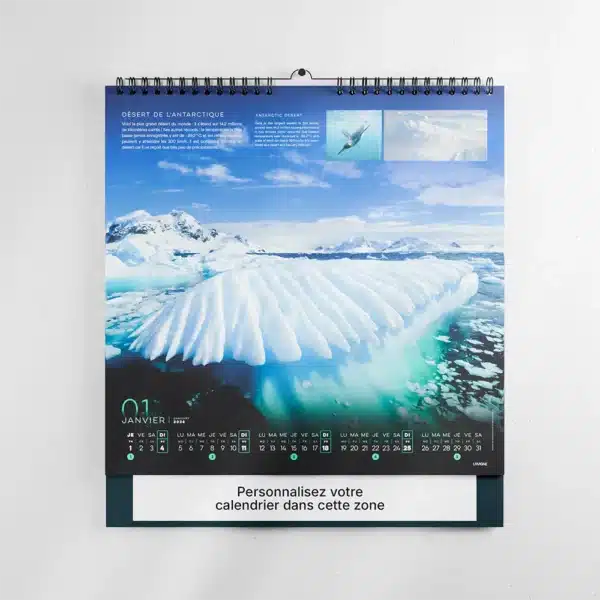 mise en scene calendrier photo deserts feuillet 2 sur mur blanc