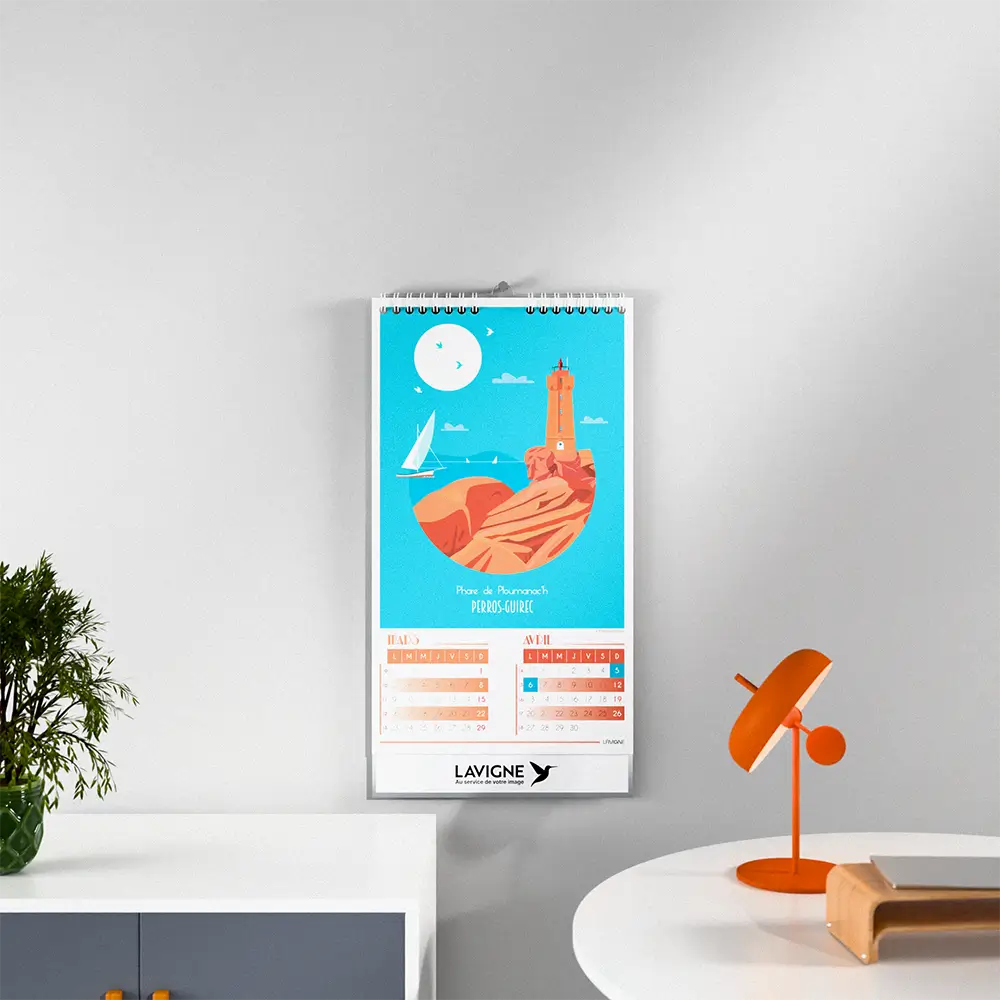 mise en scene calendrier photo affiches de france feuillet 3 sur mur blanc