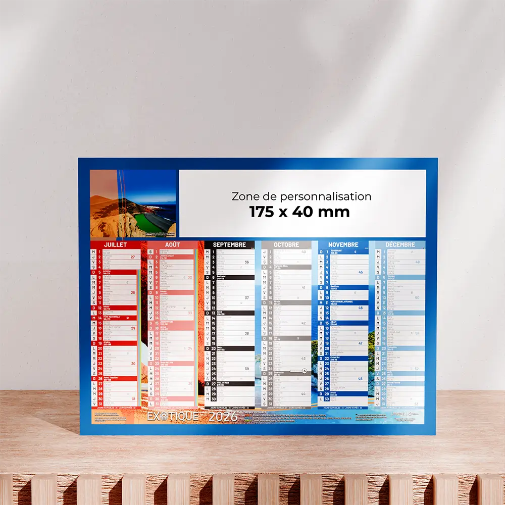 Mini calendrier cartonné Exotique