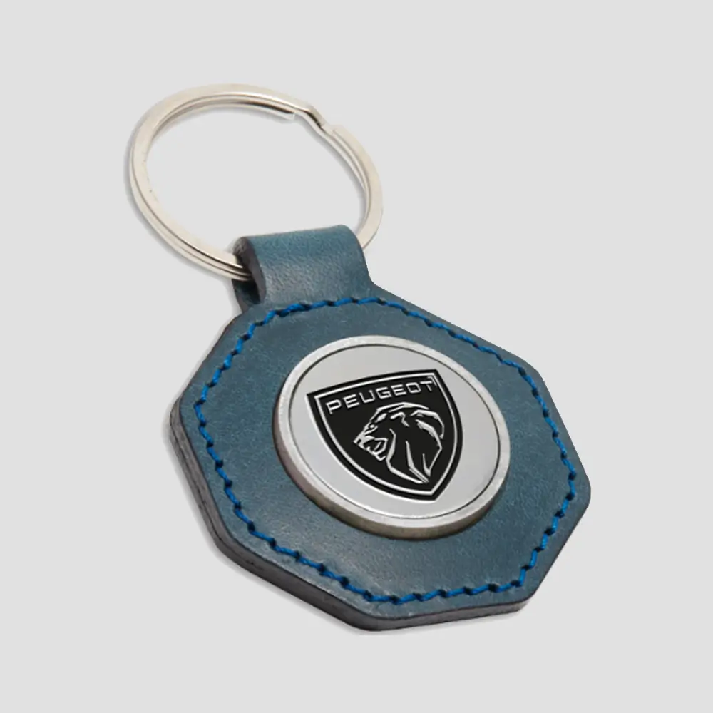 PORTE-CLÉS JETON CUIR OCTOGONAL