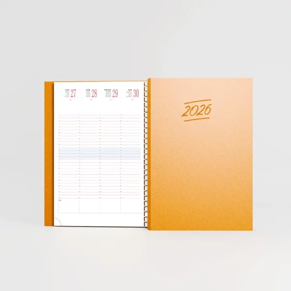 agenda 16×24 cm spirale vivella capucine sur fond gris