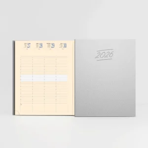 agenda 21x27 cm emboîté vivella gris clair sur fond gris