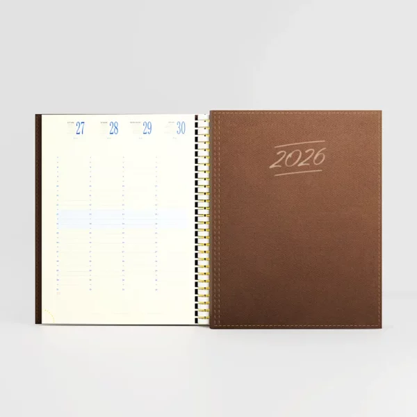 Agenda 21x27 cm spiralé Nylon Taupe – Image 1
