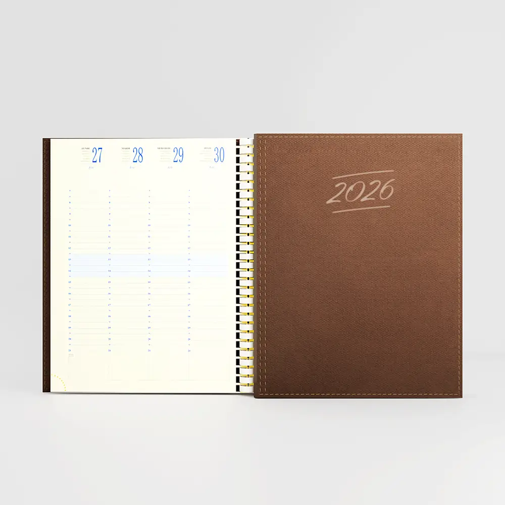 Agenda 21x27 cm spiralé Nylon Taupe