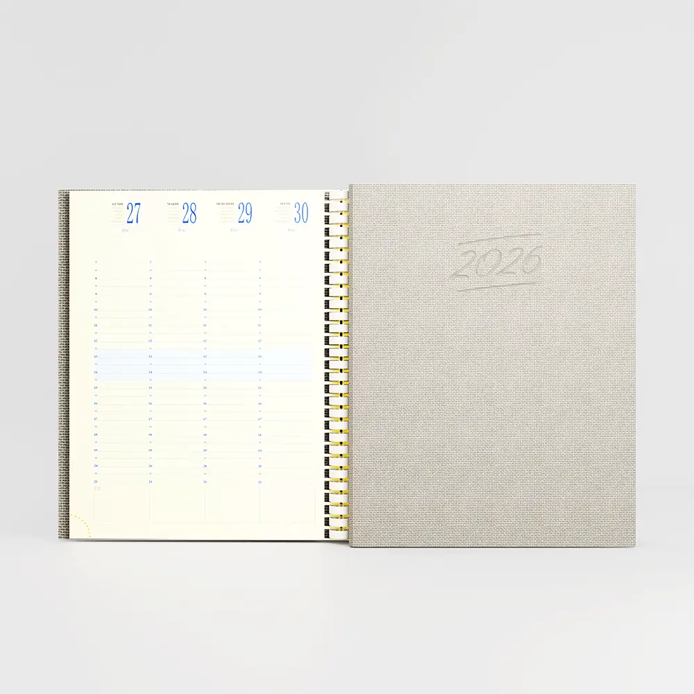 Agenda 21x27 cm spiralé Yuta Biolight Beige