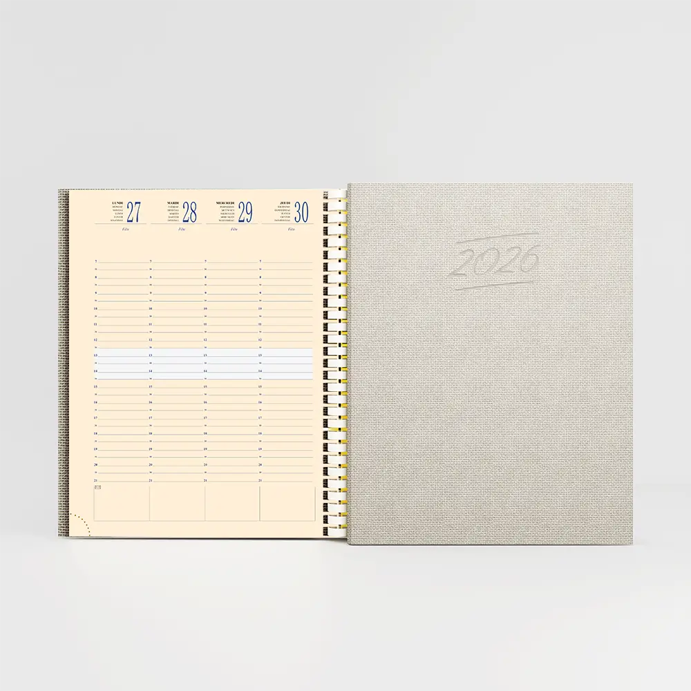 Agenda 21x27 cm spiralé Yuta Biolight Beige