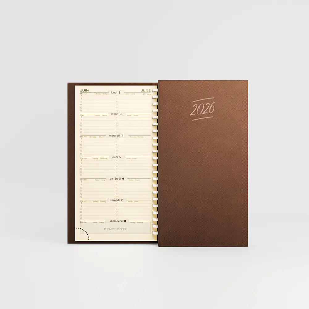 Agenda de poche spiralé Nylon Taupe