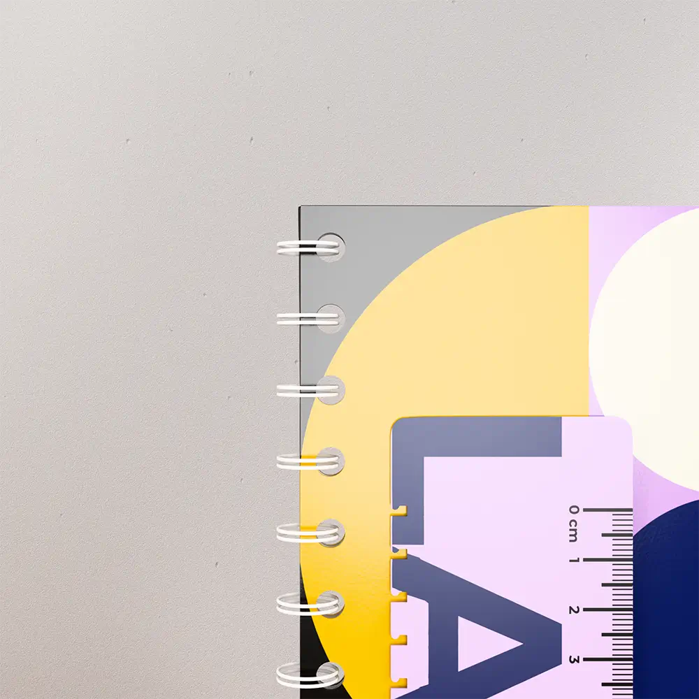 meeting book couverture brillante reliure blanche avec regle