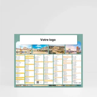 Calendrier cartonné demi-format France Evasion sur fond gris