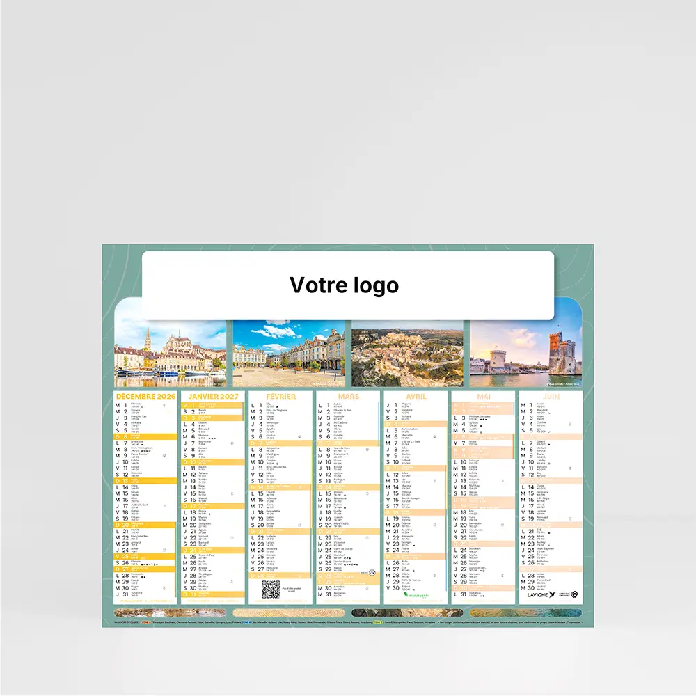 Calendrier cartonné demi-format France Evasion