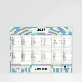 visuel recto calendrier cartonne grand format papier tigre wrap sur fond gris