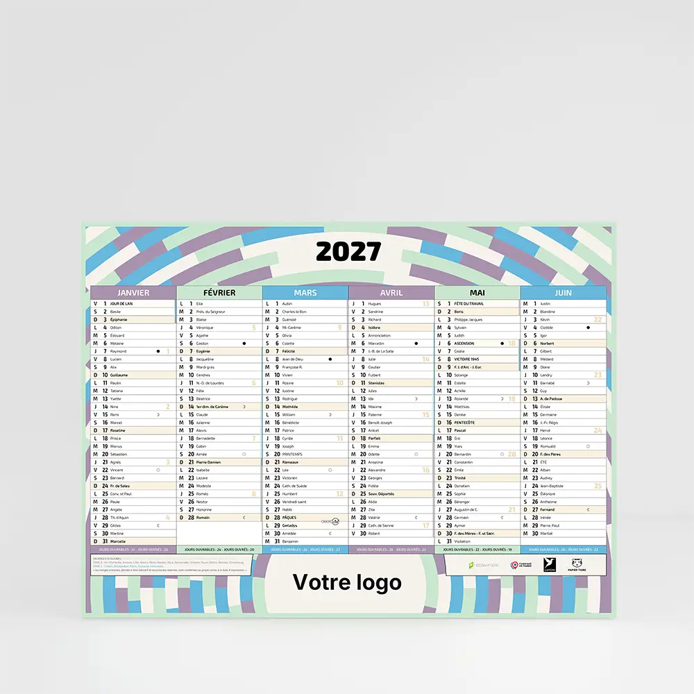 Calendrier cartonné grand format WRAP
