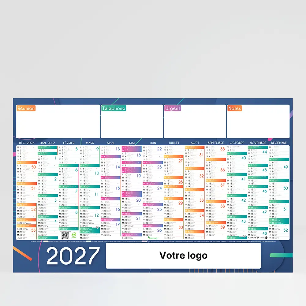 Calendrier cartonné maxi format Effaçable