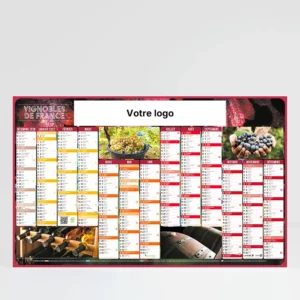 visuel recto calendrier cartonne maxi format vignobles de france sur fond gris