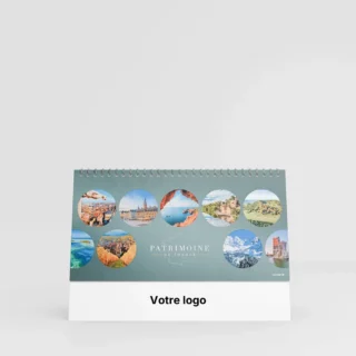 visuel calendrier de bureau patrimoine de france sur fond gris