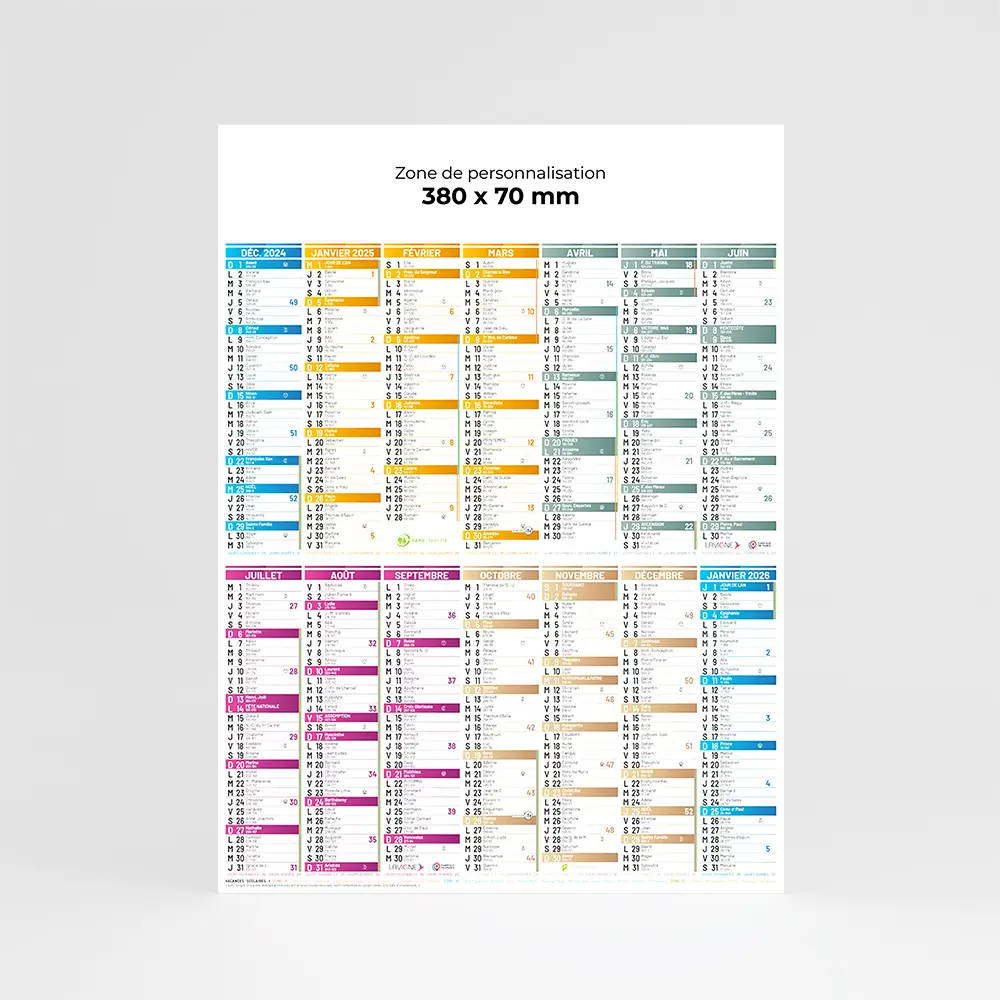 Calendrier cartonné grand format Kaléidoscope vertical