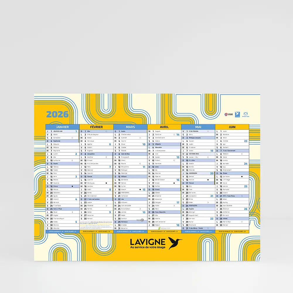 Calendrier cartonné grand format LULO