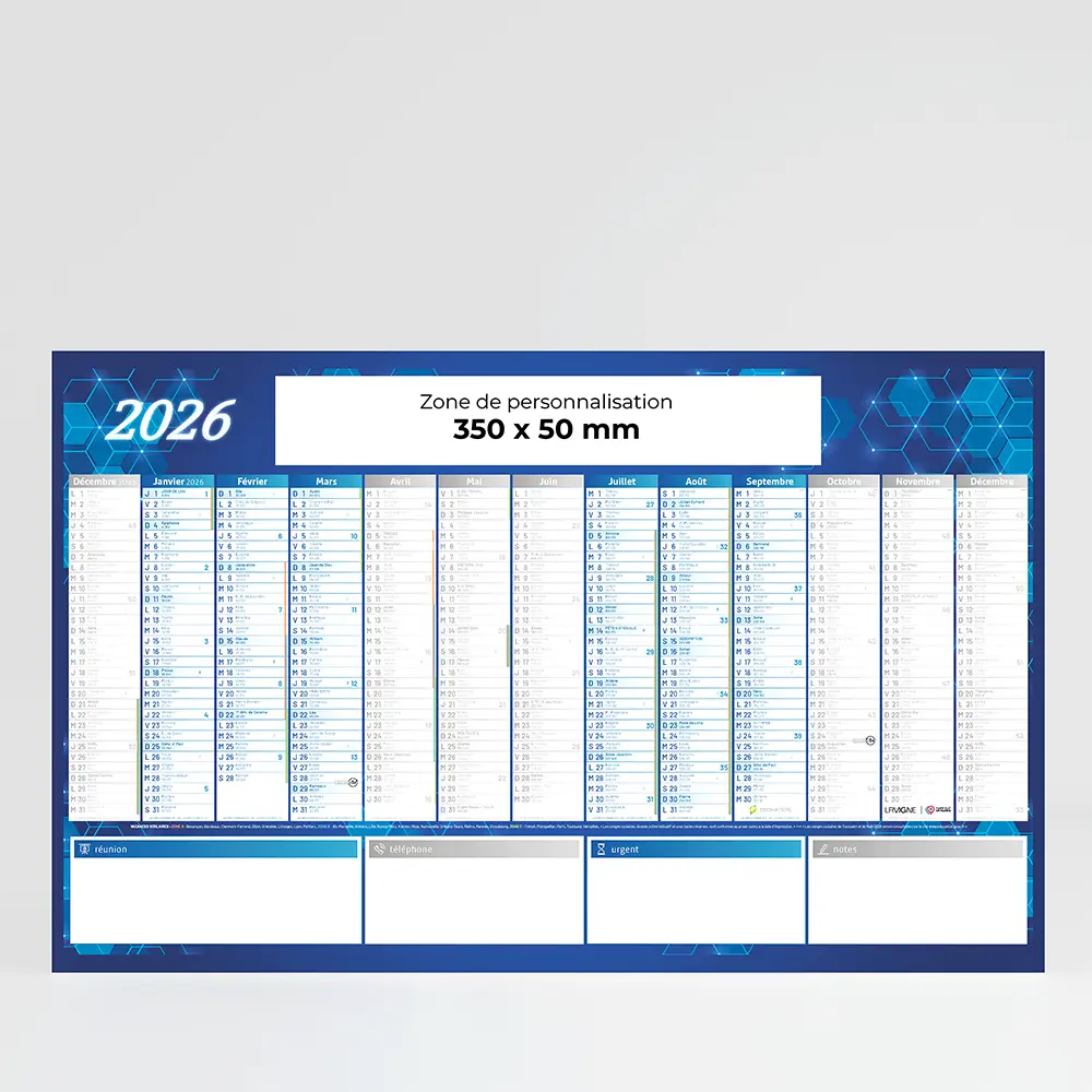 Calendrier cartonné maxi format Effaçable