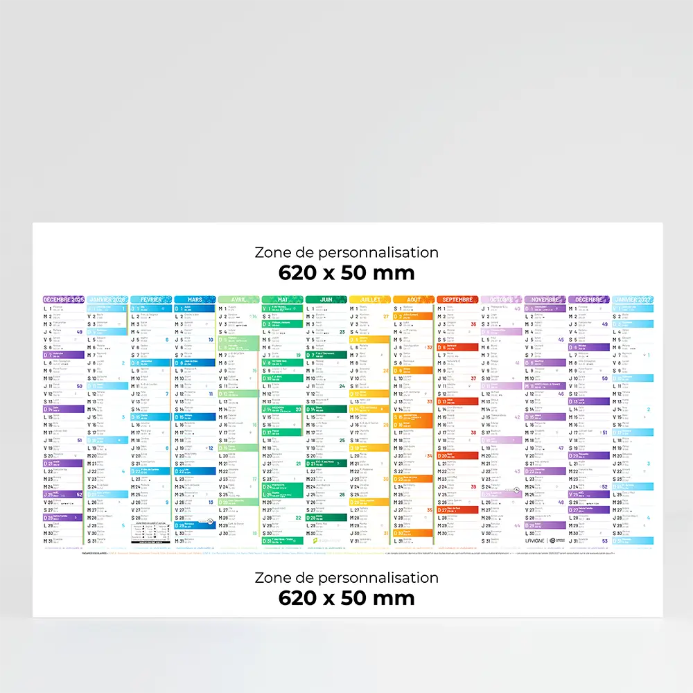 Calendrier cartonné maxi format Kaléidoscope double repiquage