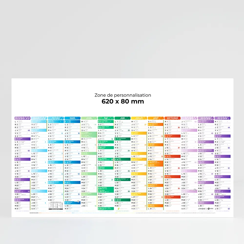 Calendrier cartonné maxi format Kaléidoscope verso - Vierge
