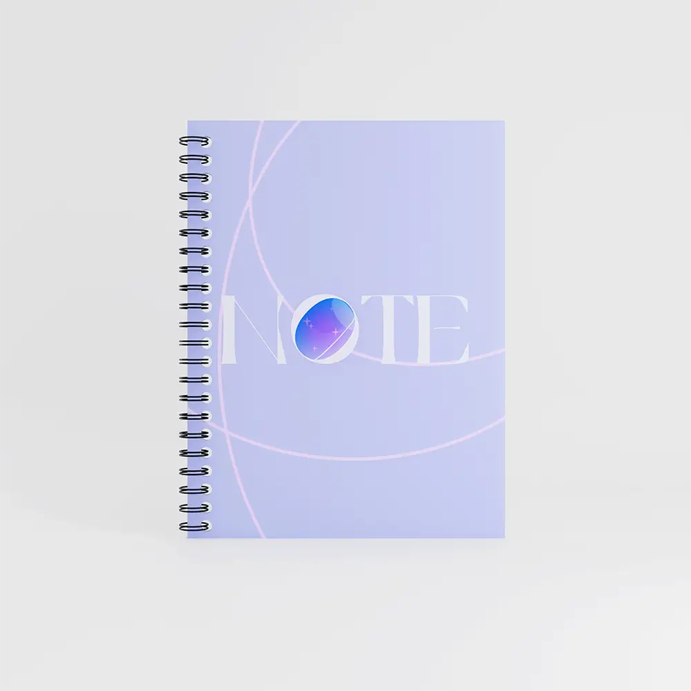 visuel notebook a4 sur fond gris