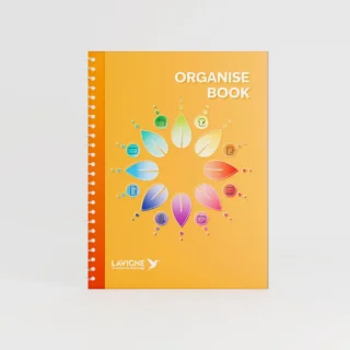 visuel organise book a4 plus sur fond gris