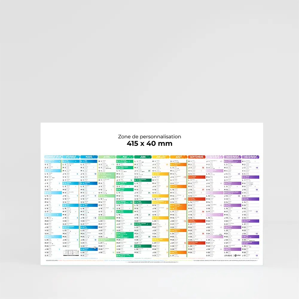 Calendrier cartonné demi-panoramique Kaléidoscope Carte