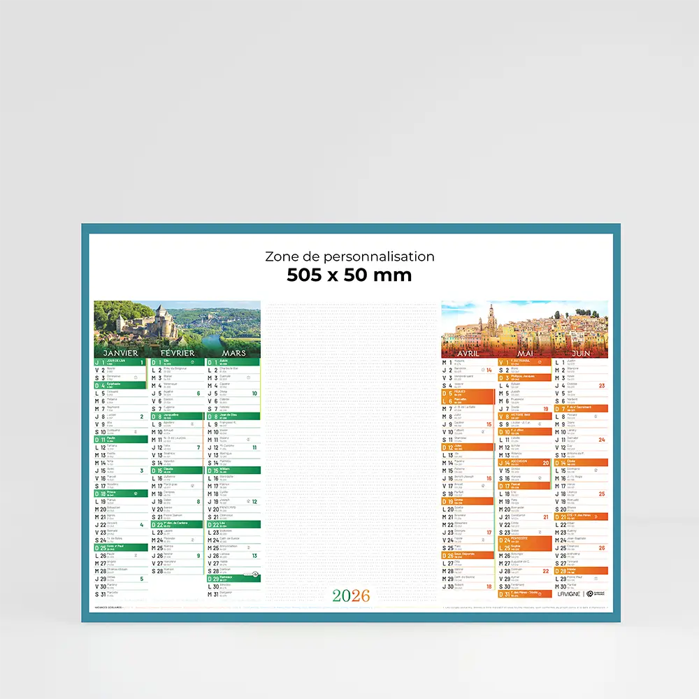 Calendrier cartonné grand format Effaçable + stylo