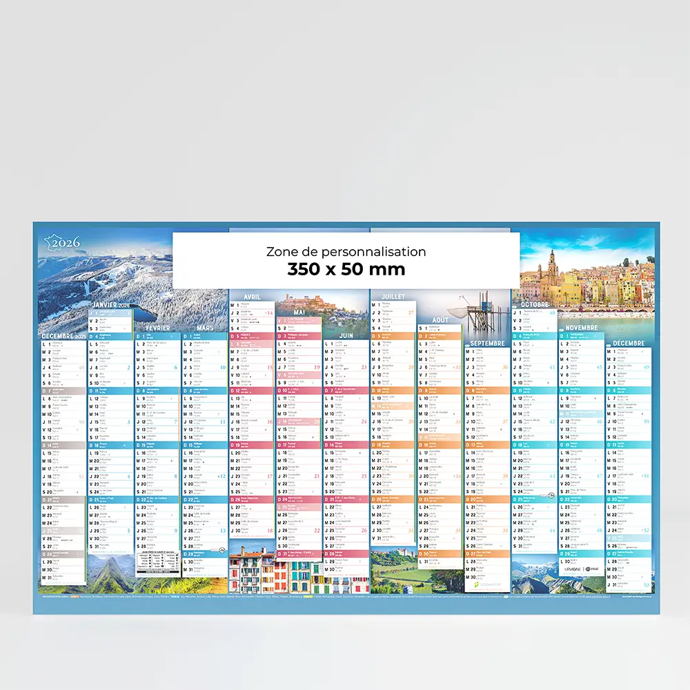 Calendrier cartonné maxi format Patrimoine de France
