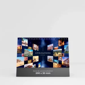 visuel calendrier de bureau civilisations sur fond gris