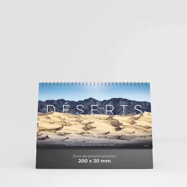 visuel calendrier de bureau deserts sur fond gris
