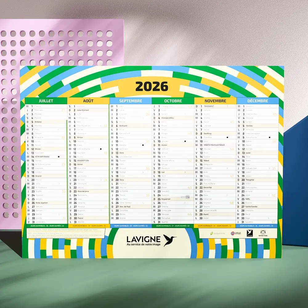 Calendrier cartonné grand format WRAP