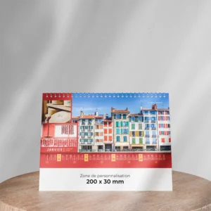 visuel feuillet 2 calendrier de bureau patrimoine de france sur support en bois